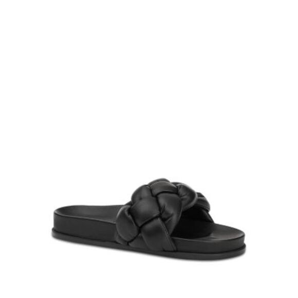 LAFAYETTE 148 NEW YORK Womens Black Hayford Slip On Leather Slide Sandals 36.5